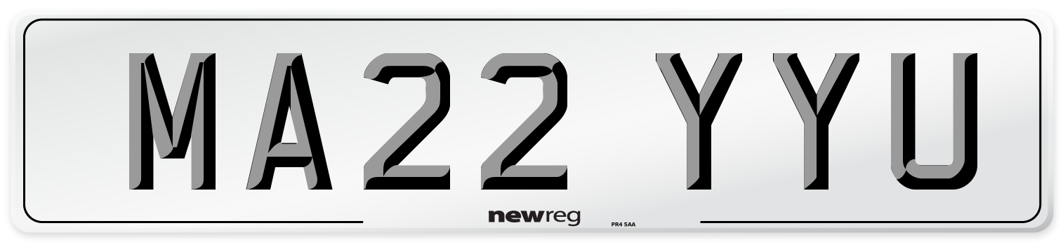 MA22 YYU Number Plate from New Reg